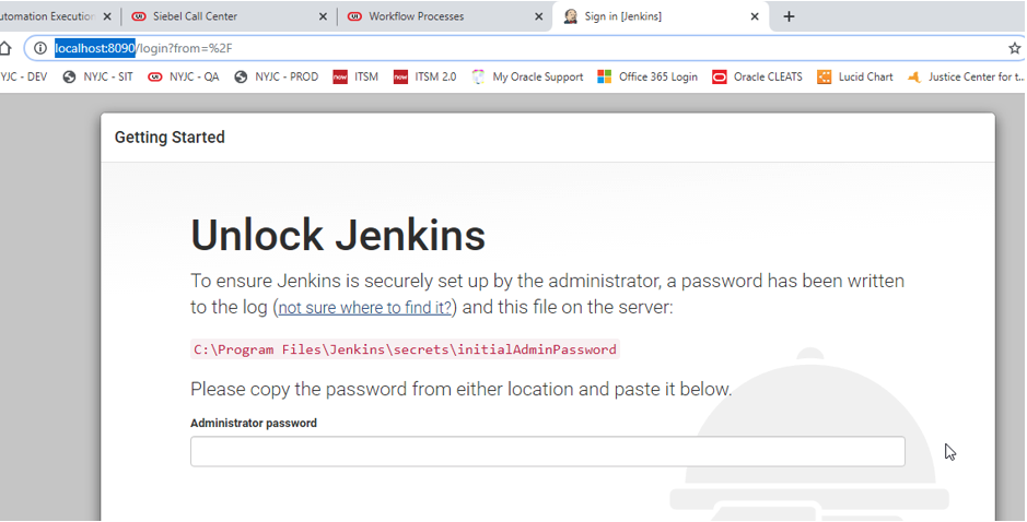 Screenshot 9, Installing Jenkins (after: 5. I assumed the port number needed to be changed. I modified the jenkins.xml…)
