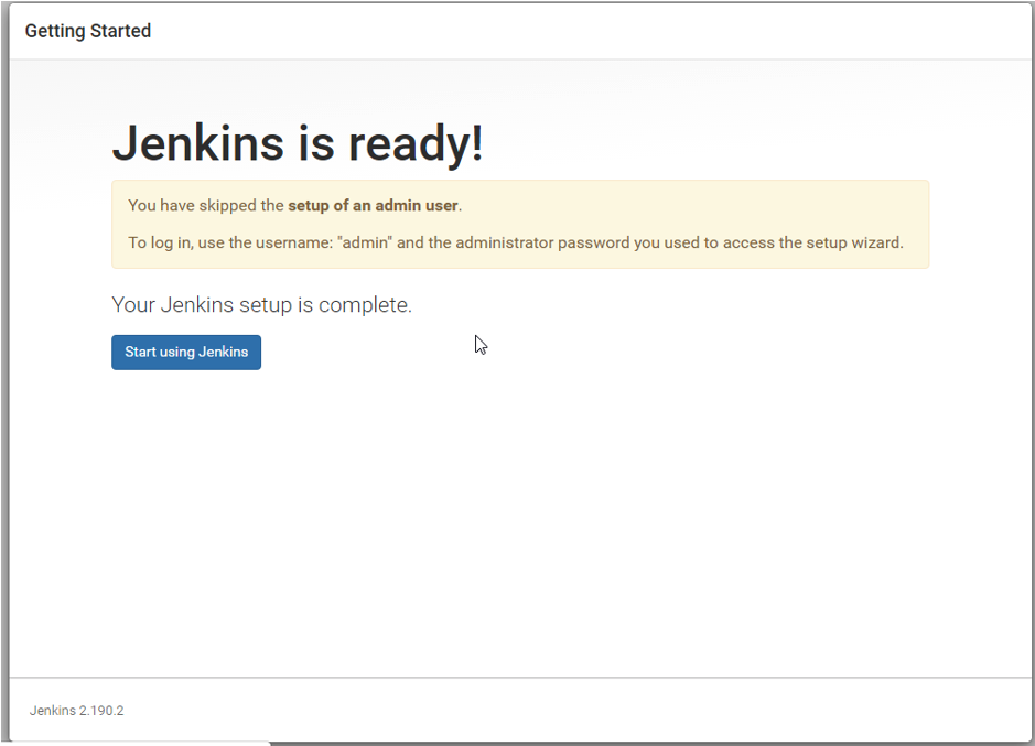 Screenshot 14, Installing Jenkins (after: 9. Chose Save and Finish)